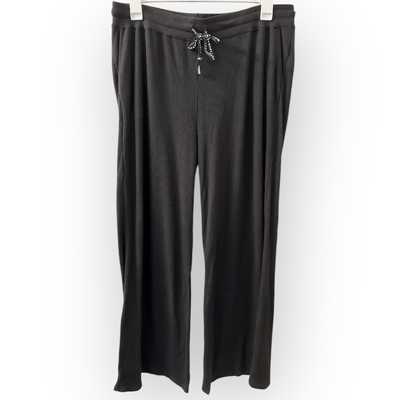 Faherty Black Legend Ribbed Roscoe Wide Leg Pants XXL - Picture 6 of 12